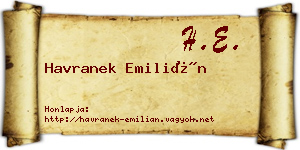 Havranek Emilián névjegykártya